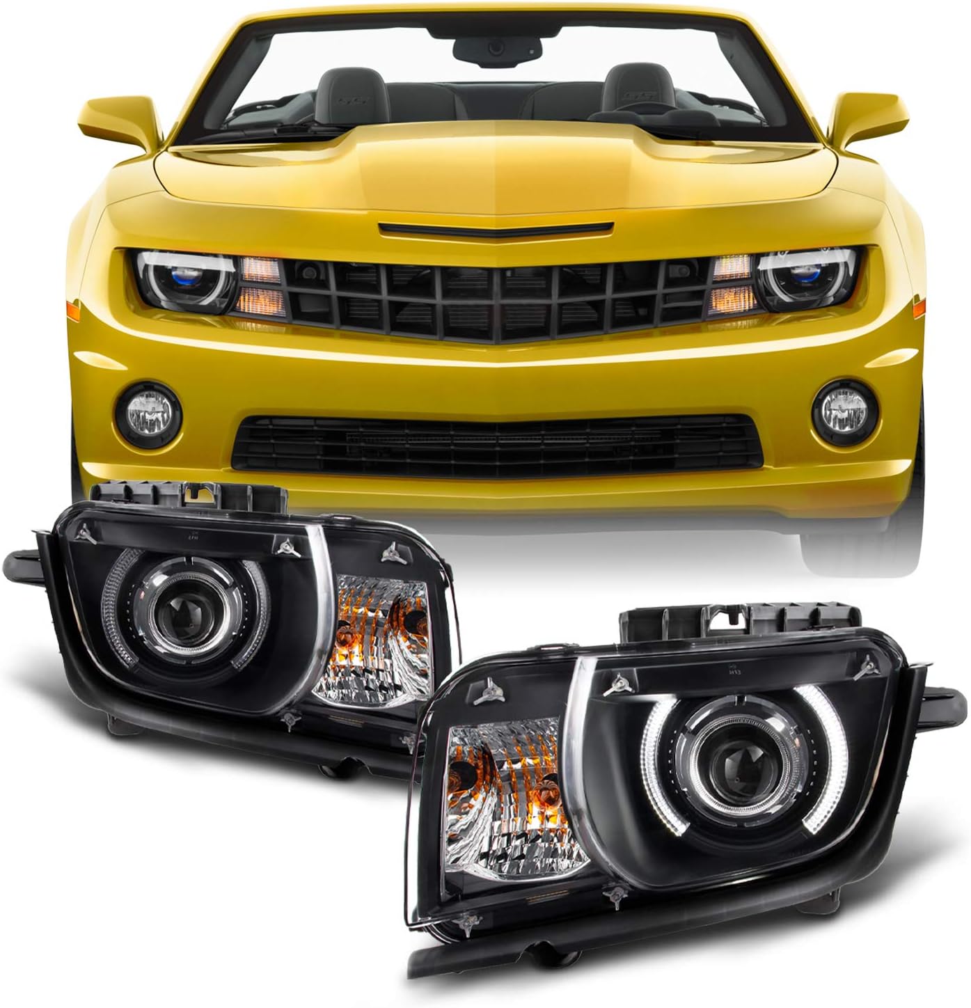 AKKON – Para negro 2010 2011 2012 2013 Chevy Camaro conductor y pasajero ambos lados proyectores faros delanteros