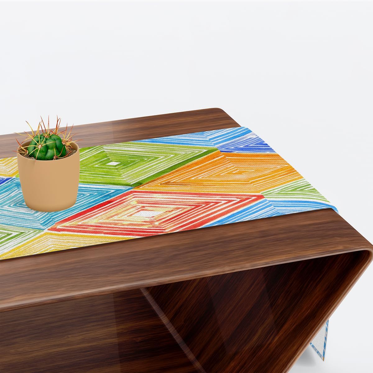 Table Runner Multi Colored Plaid Pattern, Rustic Linen Table Cloth for Farmhouse Kitchen, Dinner, Events, Party, Holiday Table Decor 13 x 60 Inches