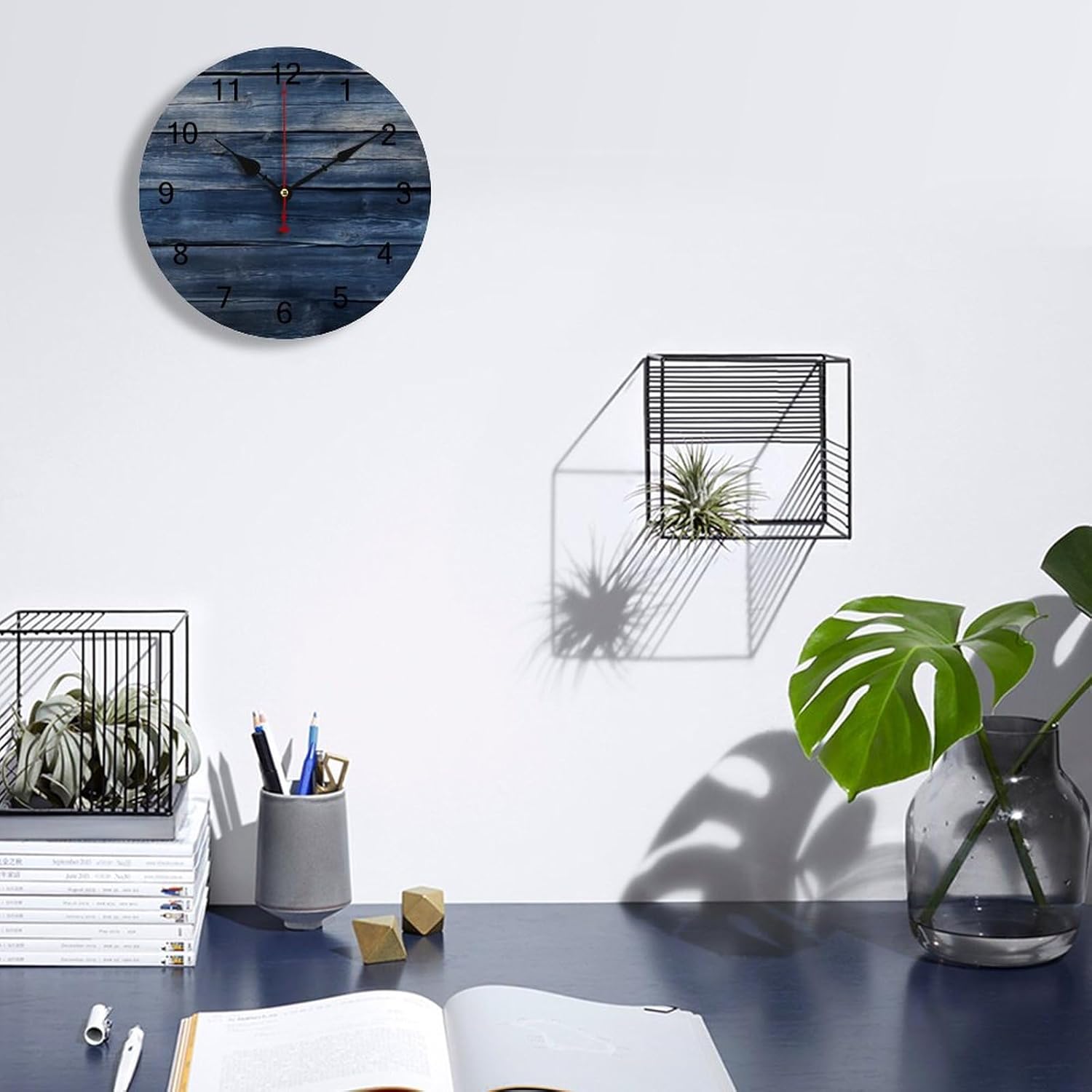 Relojes de pared de 12 pulgadas para sala de estar, reloj de pared silencioso a pilas, reloj de madera rústica de granja, fácil de leer, decoración
