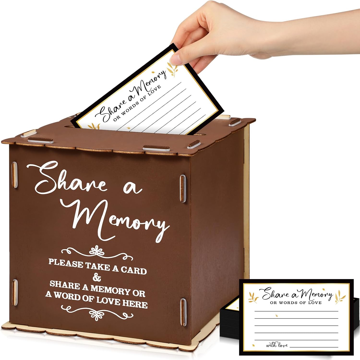 Capoda 50 tarjetas de memoria para celebración de la vida, caja de madera de memoria, tarjeta de invitados funerarios, caja de condolencias para