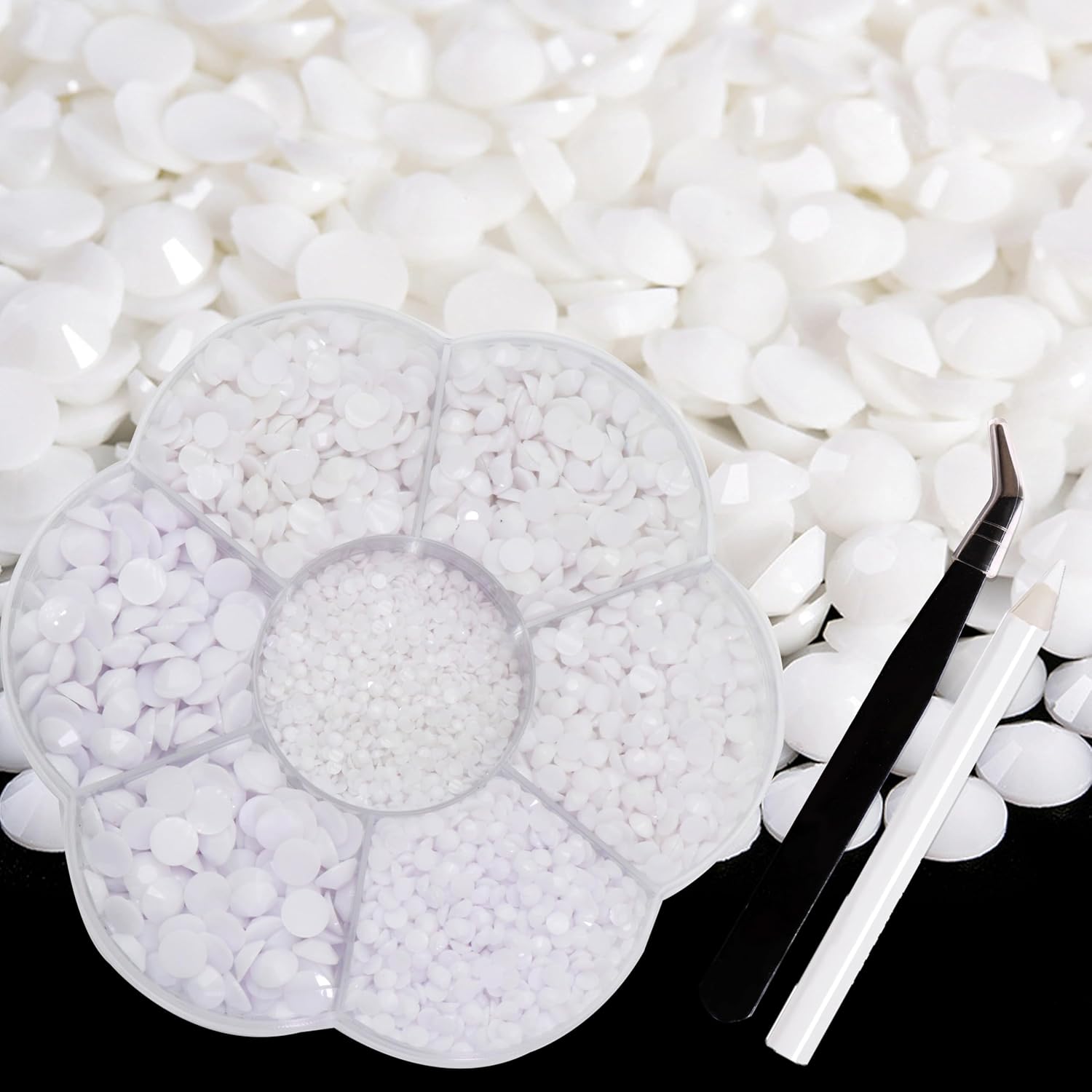 RODAKY 6000 diamantes de imitación de resina blanca gelatina con parte trasera plana para uñas, diamantes de imitación de cristal de gelatina de
