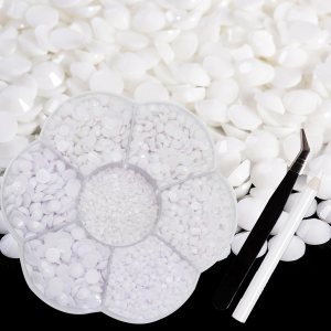 RODAKY 6000 diamantes de imitación de resina blanca gelatina con parte trasera plana para uñas, diamantes de imitación de cristal de gelatina de RODAKY 6000 diamantes de imitación de resina blanca gelatina con parte trasera plana para uñas, diamantes de imitación de cristal de gelatina de