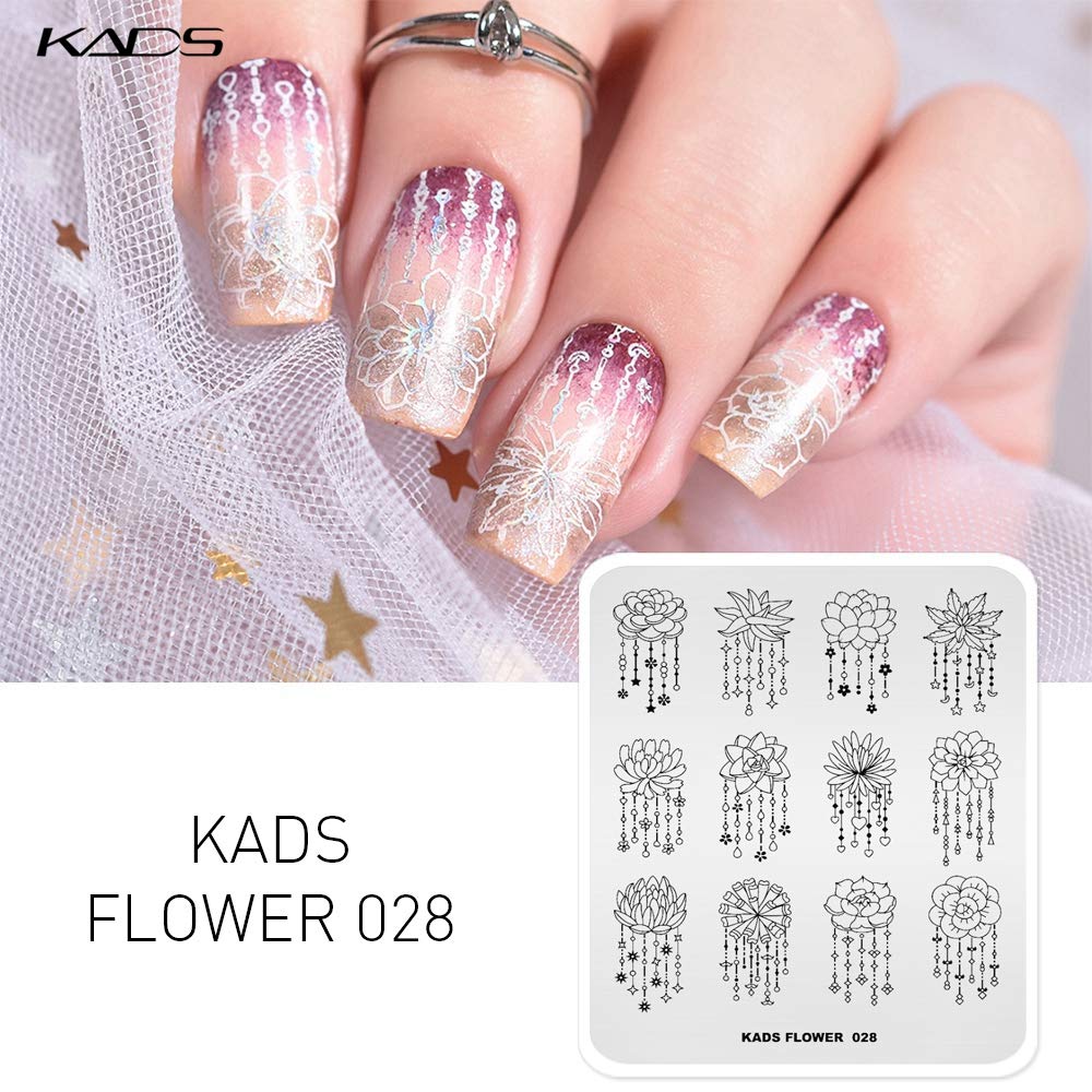 KADS 5pcs Nail Stamp Placas Set Uñas Arte Estampado Placa Hojas Flores Animal Nail Plate Plantilla Imagen Placa