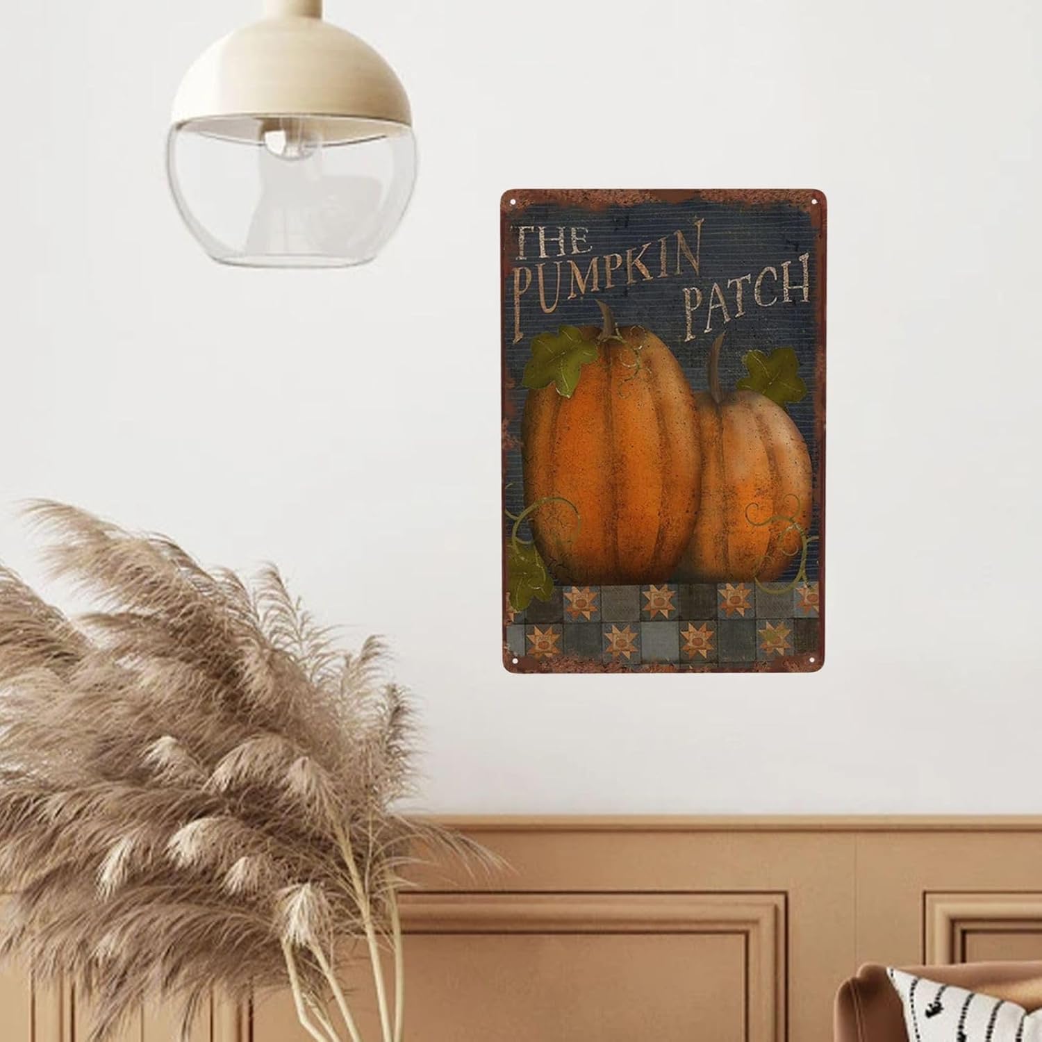 The Pumpkin Patch Fall Letreros metálicos vintage para decoración de pared, placa de cafetería, pintura de hierro, retro, novedad de Navidad, bar,