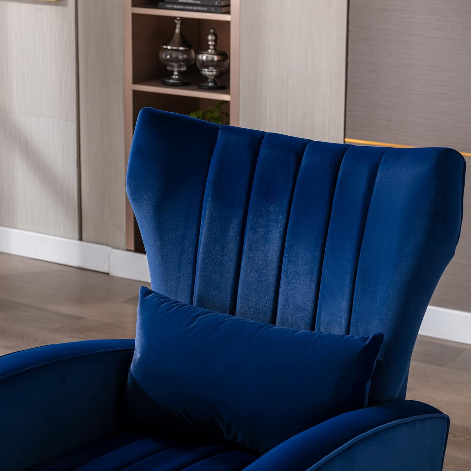 chairus Wingback – Silla decorativa de terciopelo, sillón moderno para sala de estar, cómodo sofá individual tapizado para dormitorio, sala de