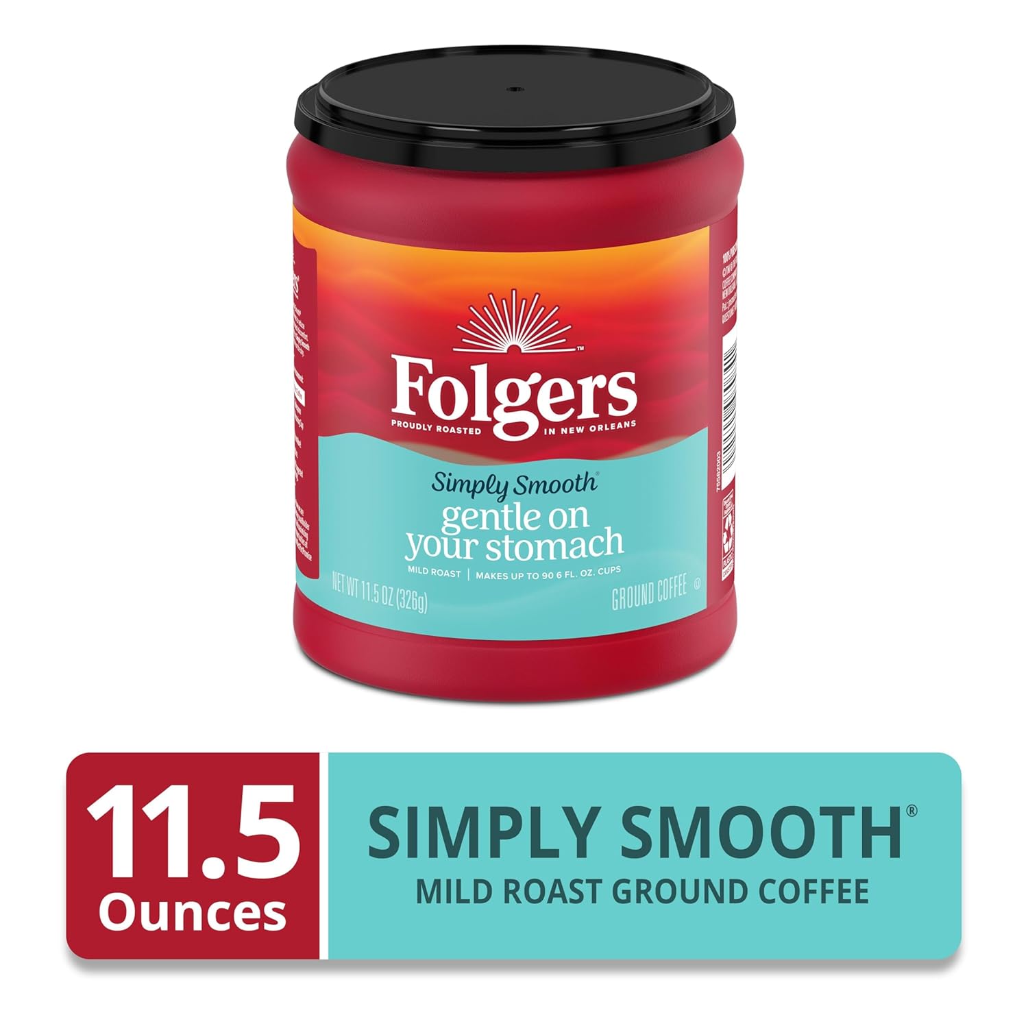 Folgers Simply Smooth – Café molido tostado suave, 11.5 onzas