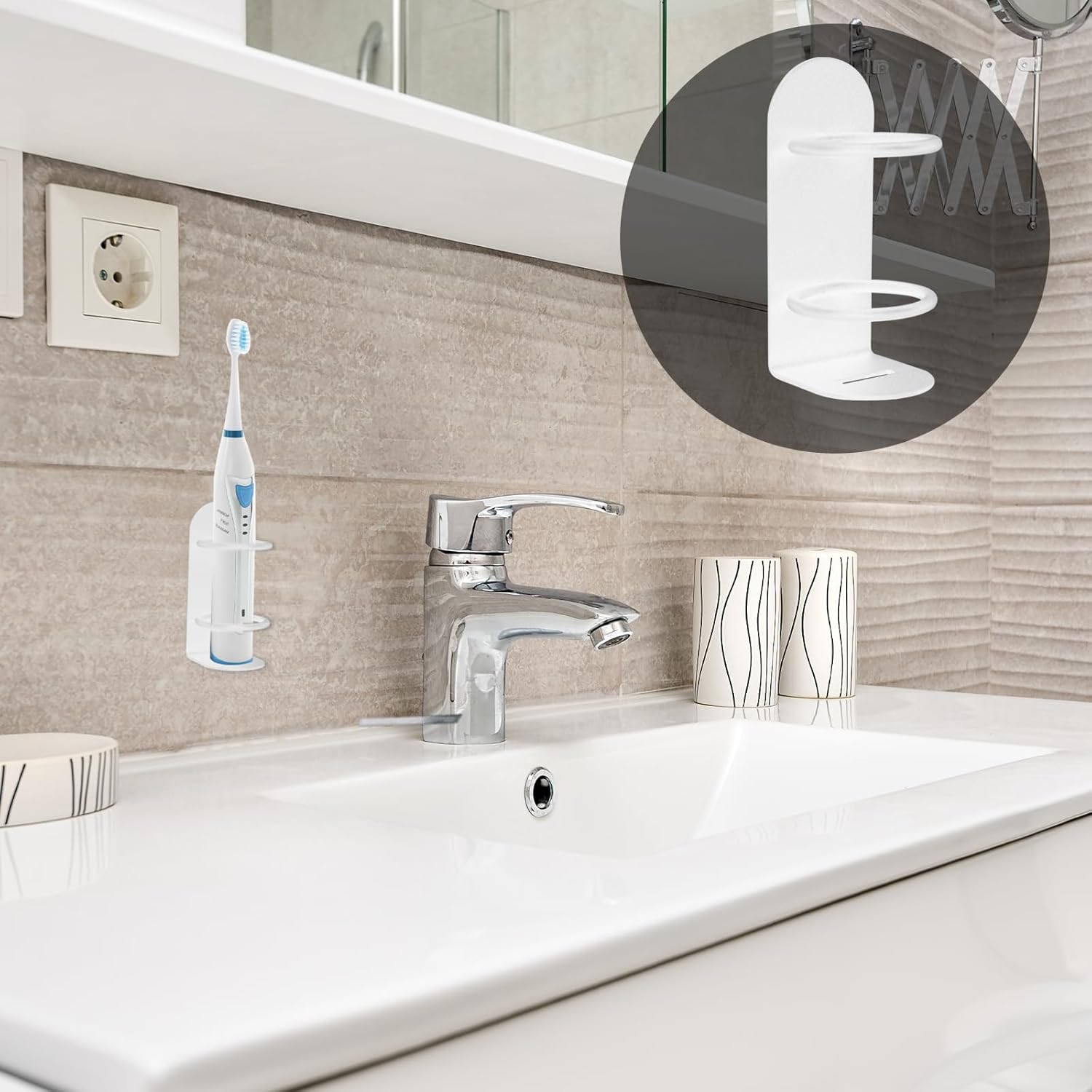 KALIONE Paquete de 2 soportes para cepillos de dientes eléctricos, soporte para cepillo de dientes eléctrico blanco, soporte para cepillo de dientes