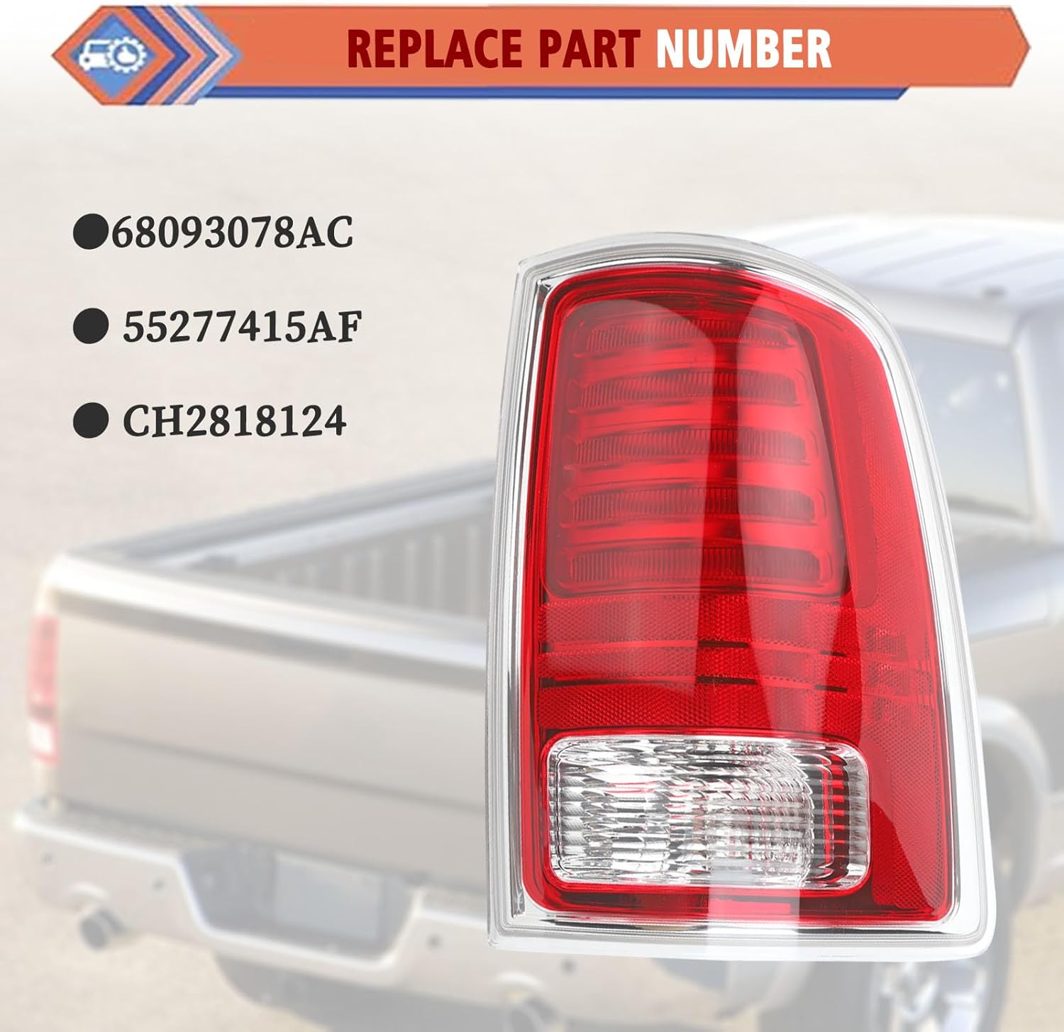 ZONFANT Conjunto de luces traseras, luz trasera LED roja del lado del pasajero derecho con bombillas compatible con Dodge Ram 1500 2013-2018, Dodge