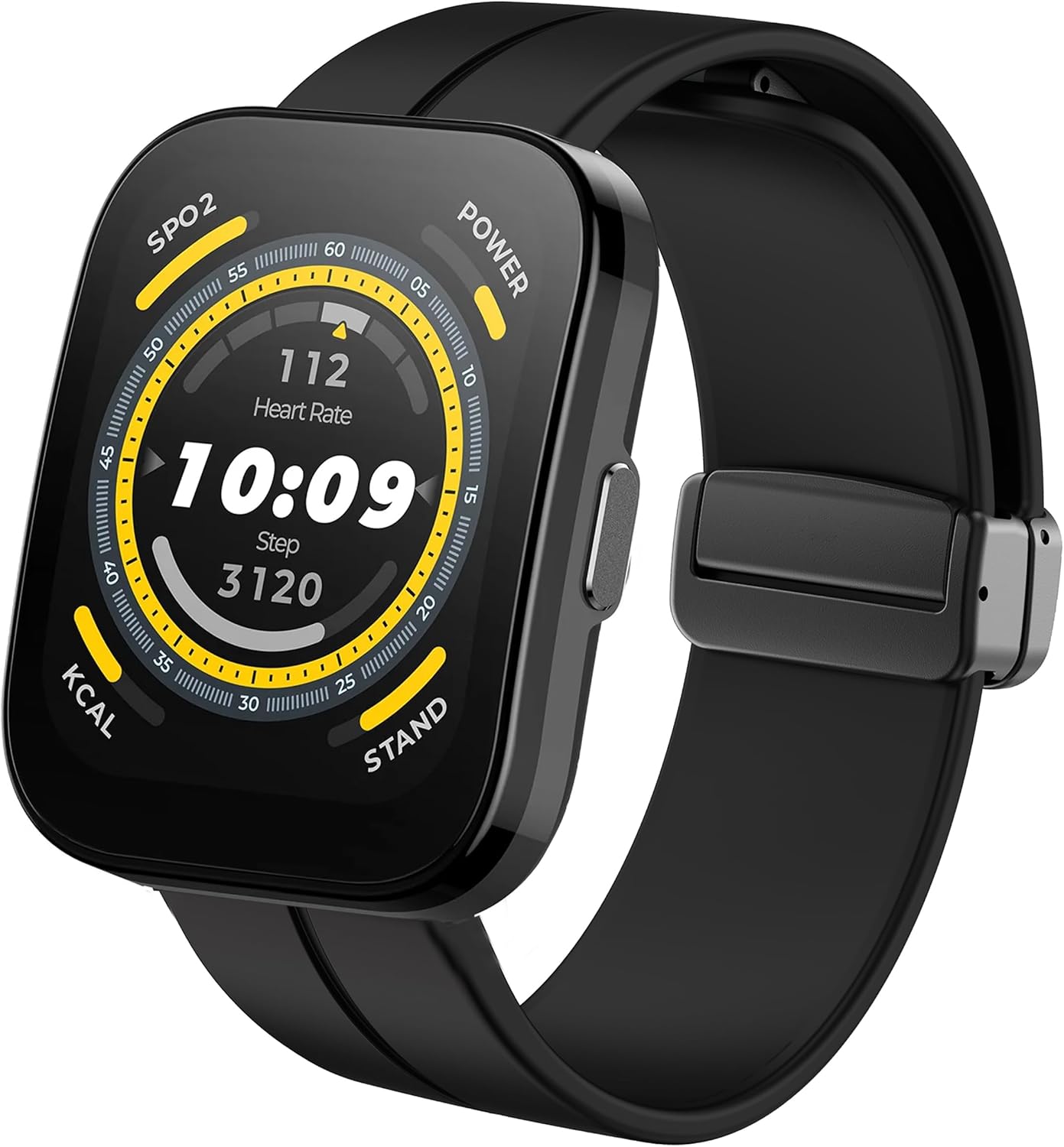 Compatible con Amazfit Bip 5 Band, Lamshaw – Correa deportiva de repuesto de silicona suave con hebilla magnética de 0.86 pulgadas, compatible con