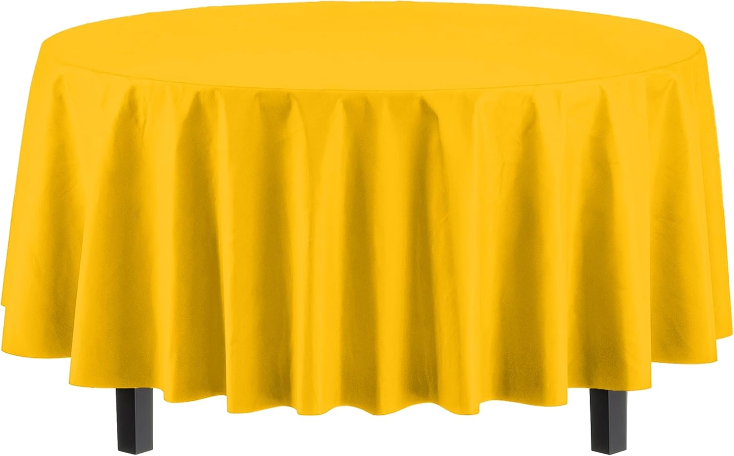 Exquisite Paquete de 4 manteles de plástico amarillo  Mantel redondo desechable de 84 pulgadas para fiestas  Mantel redondo  Manteles desechables