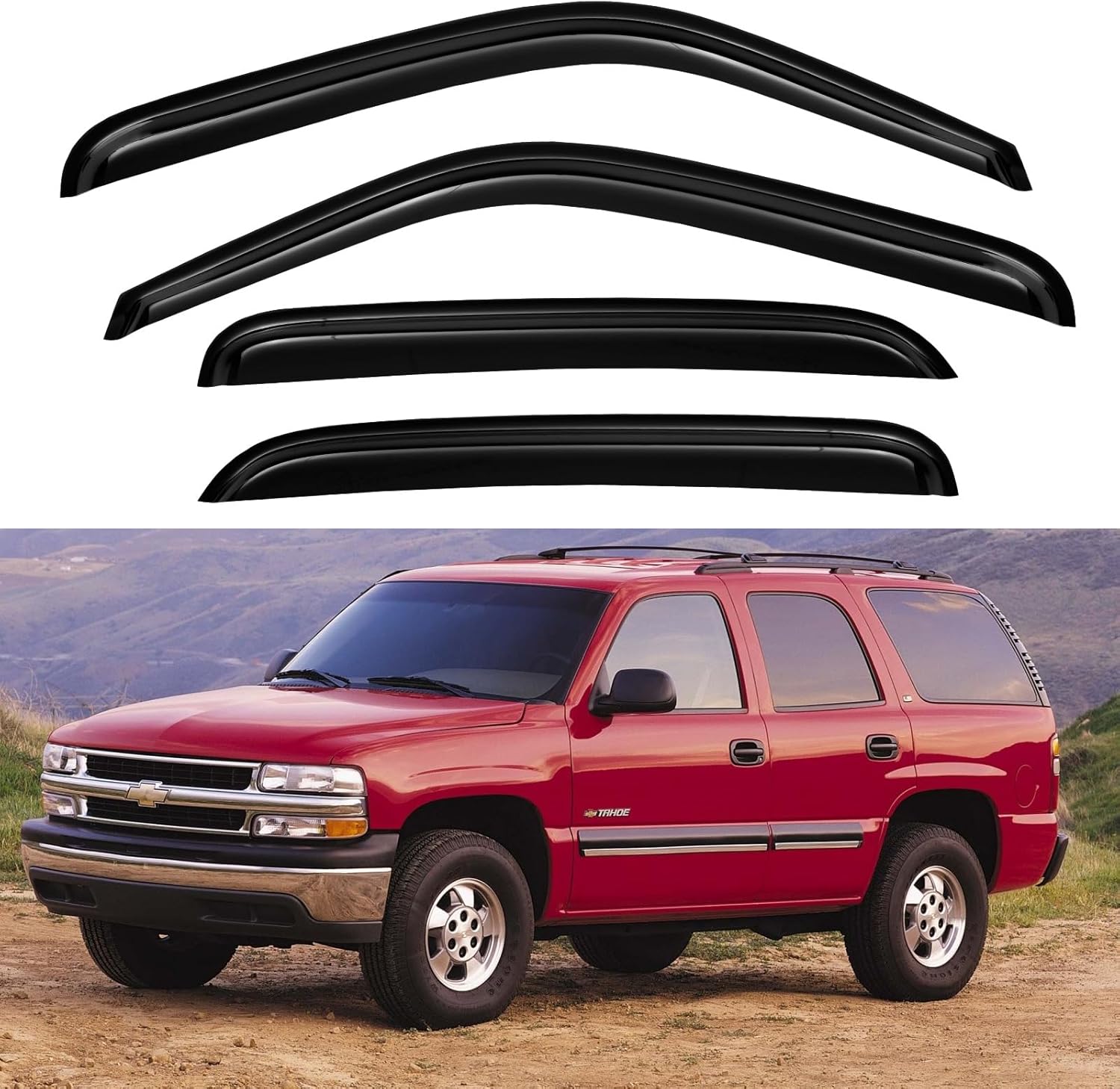 Protectores de lluvia de ventana para Chevy TahoeGMC Yukon 2000-2006, viseras de ventilación de ventana, deflectores de viento para Cadillac