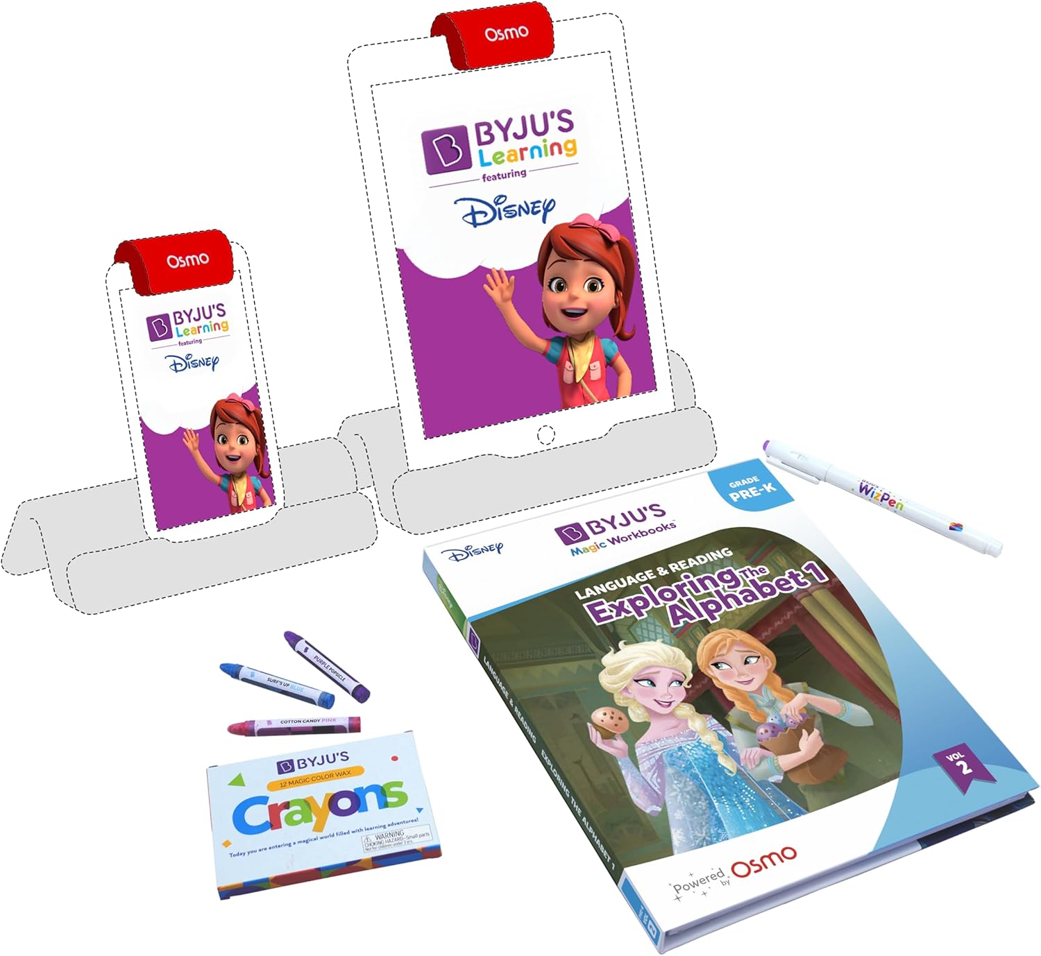 BYJU’S Libros mágicos Disney, Pre-K, Lenguaje y lectura, Explorando el Alfabeto 1  Edades 3-5  Aprendizaje Físico-Digital, con Disney y Pixar,