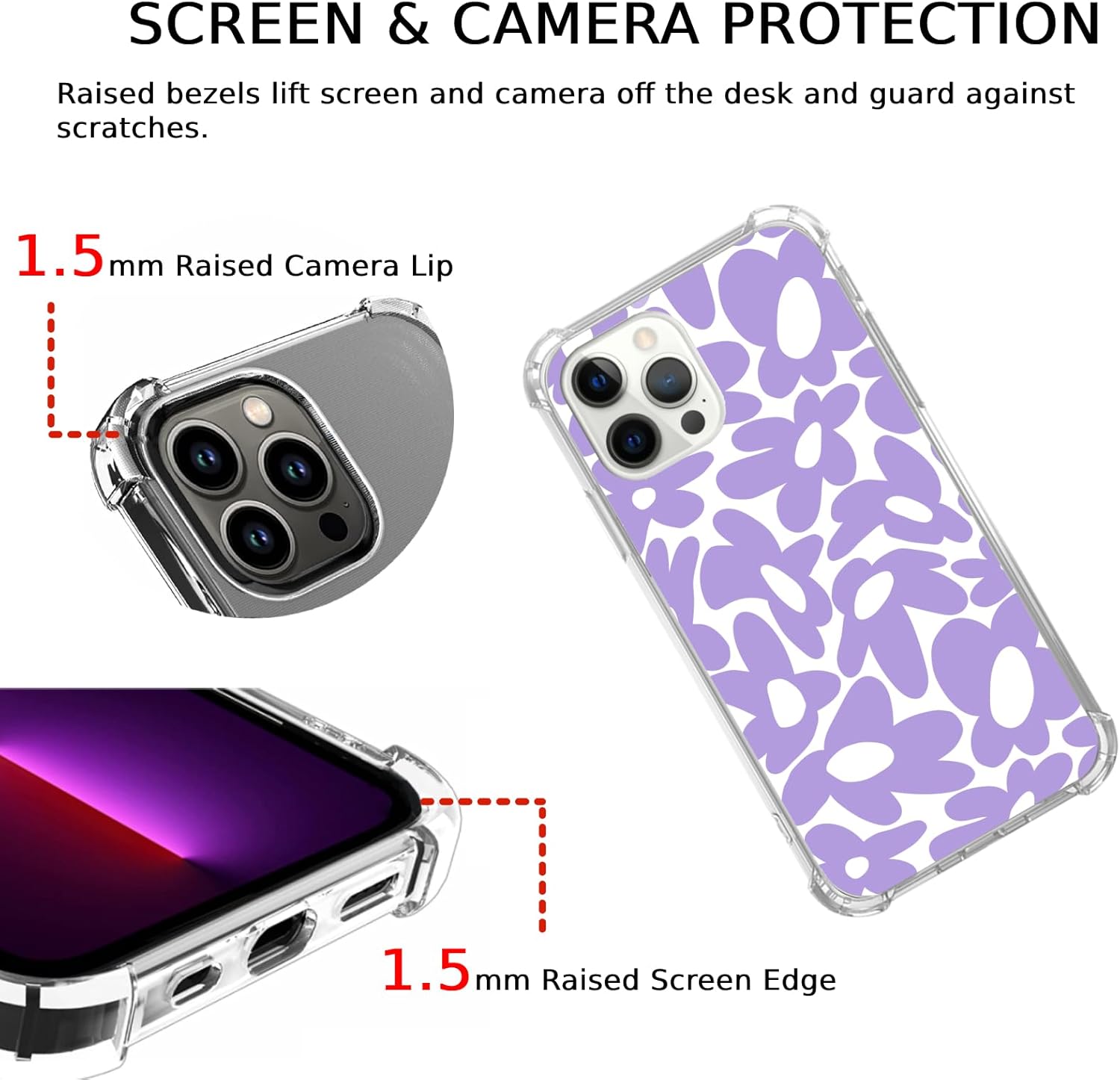 Funda para iPhone 15 Pro Max, diseño retro con diseño de flores Groovy Flowers, funda estética con margaritas fundidas para iPhone 15 Pro Max, funda