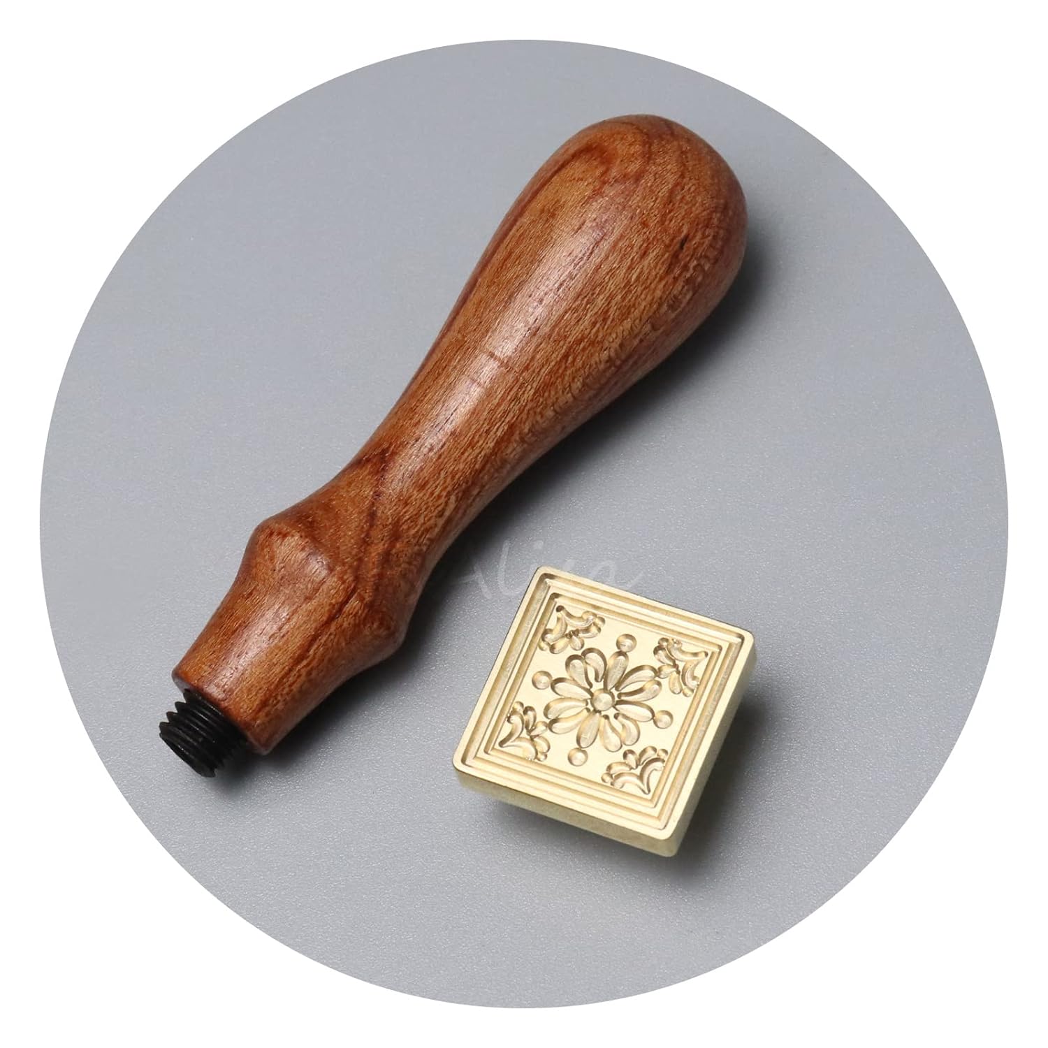 FsAlisa Sello de cera con cabeza de latón extraíble, mango de madera, ideal para adornar sobres, invitaciones de boda, paquetes de vino, envoltura