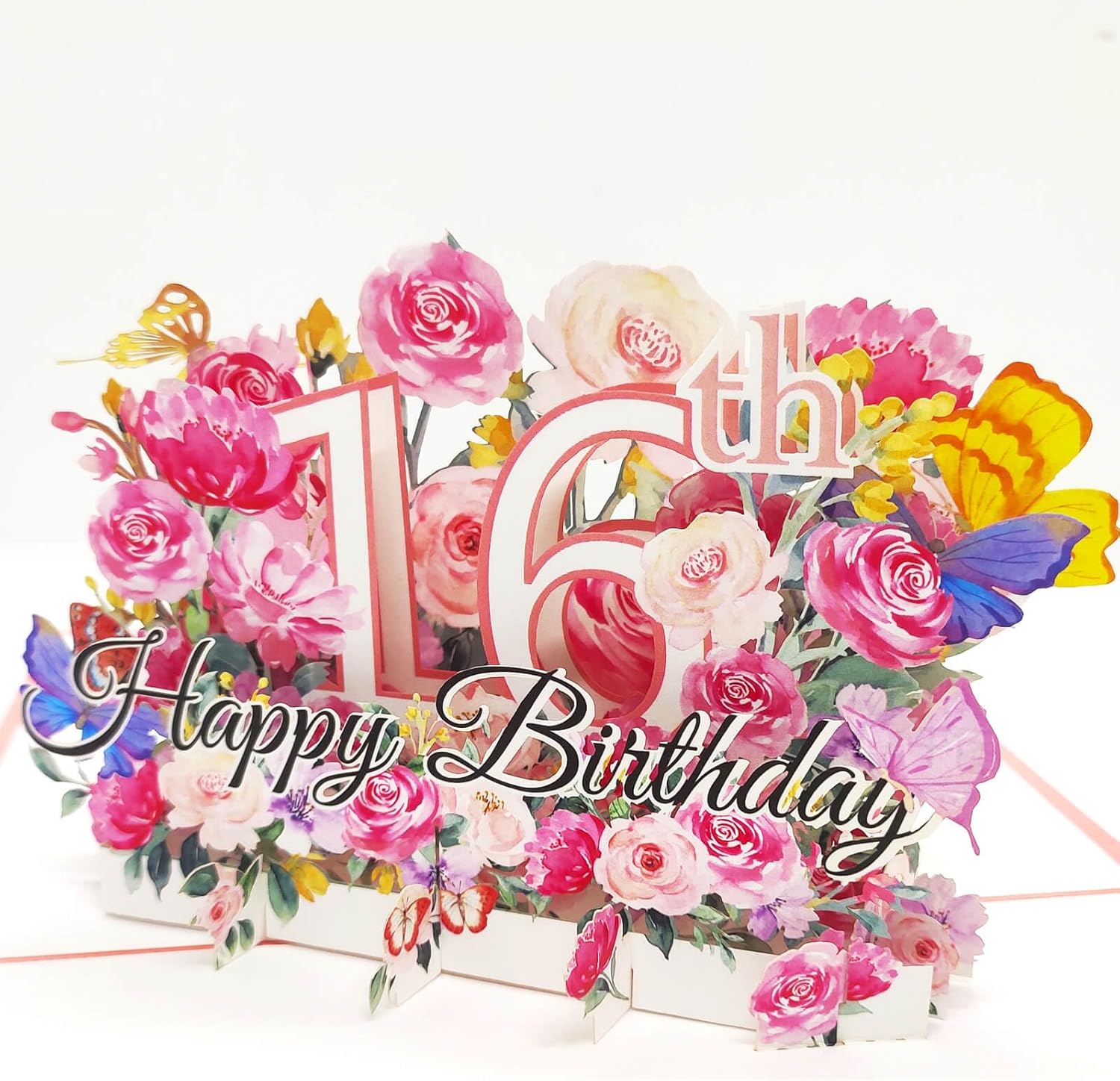 Tarjeta de cumpleaños de 16 años, divertida tarjeta de cumpleaños desplegable para niñas, regalo de cumpleaños para hija, hermana, amigas, tarjetas