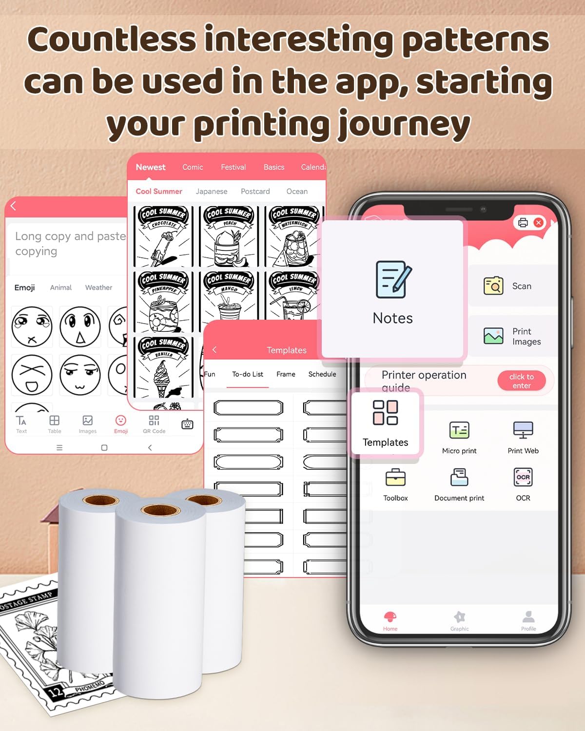 T02 Mini papel térmico para impresora adhesiva, papel blanco no pegajoso M02L, compatible con Memoking, Memoqueen, impresora de bolsillo Phomemo