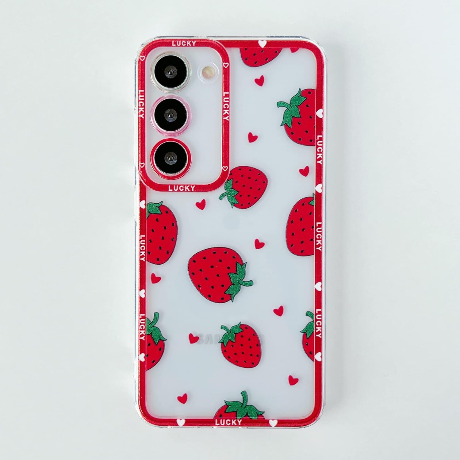 Jmltech Funda protectora para Samsung Galaxy S22 para Samsung Galaxy S22 transparente a prueba de golpes delgada delgada linda fresa mujer femenina