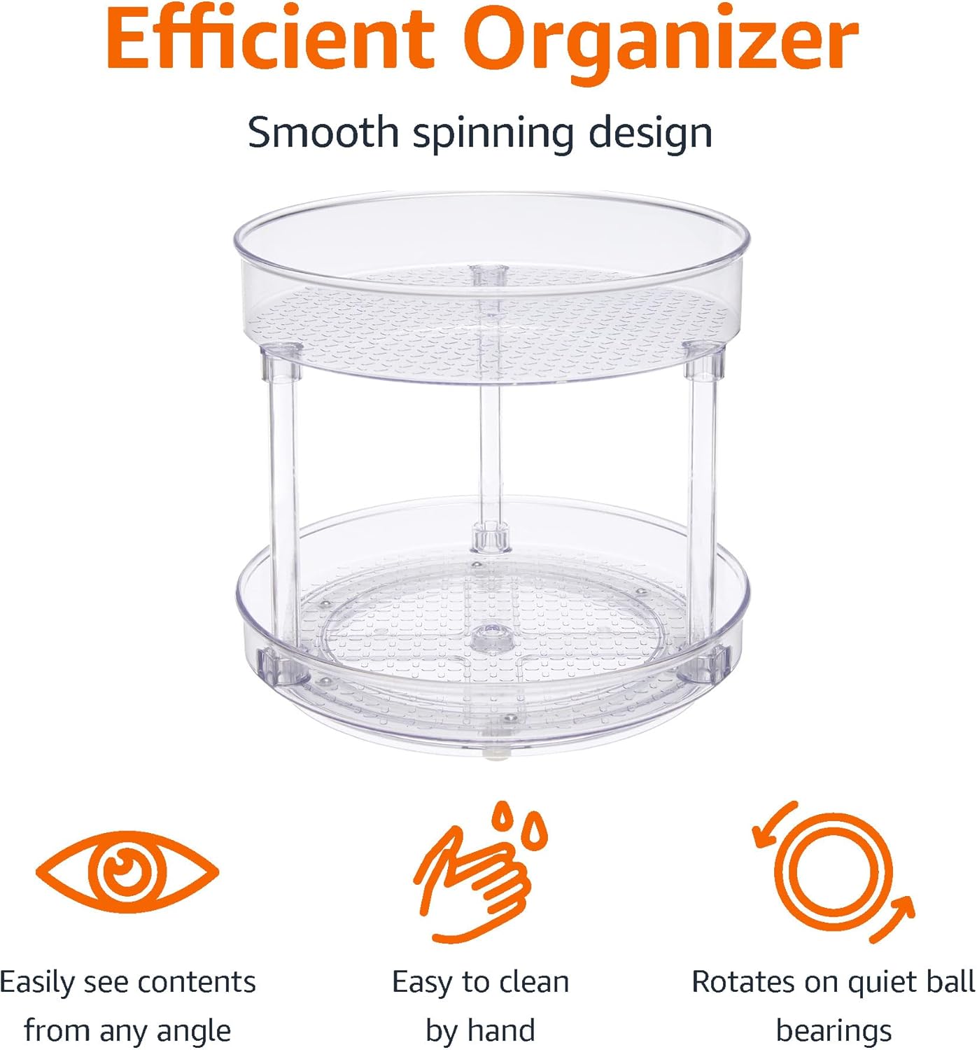 Tienda Basics Organizador de tocadiscos Lazy Susan transparente de 2 niveles, 9 pulgadas