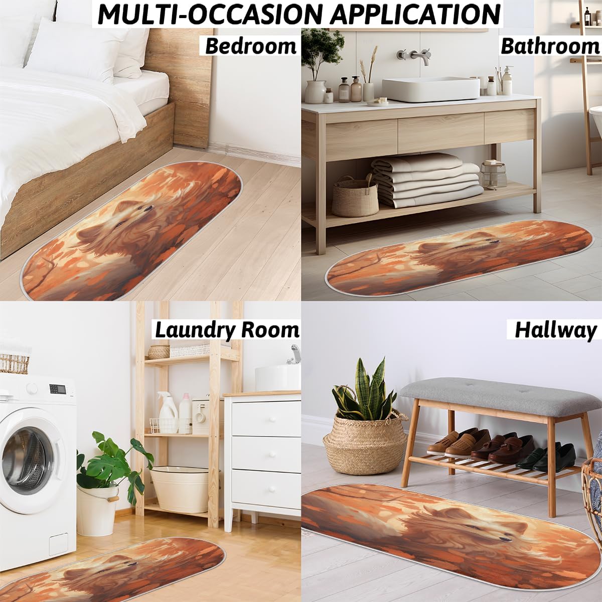 cfpolar Watercolro – Alfombra de baño de zorro de arce, antideslizante, tapete de baño de microfibra absorbente, tapetes y alfombras de cocina