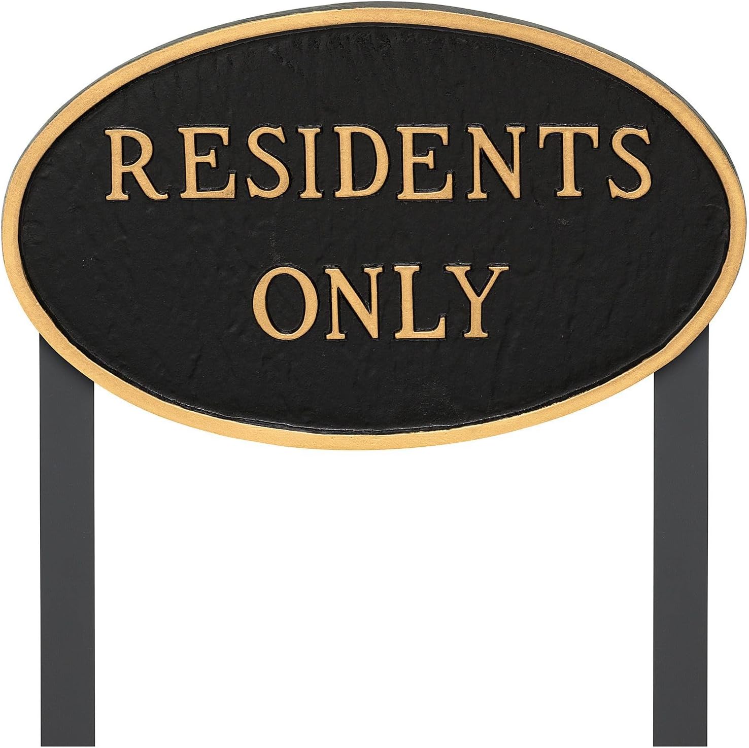 Placa ovalada de metal fundido con texto en inglés “Residents Only” – Placa de exhibición de pared o césped – Letrero de complejo de apartamentos –