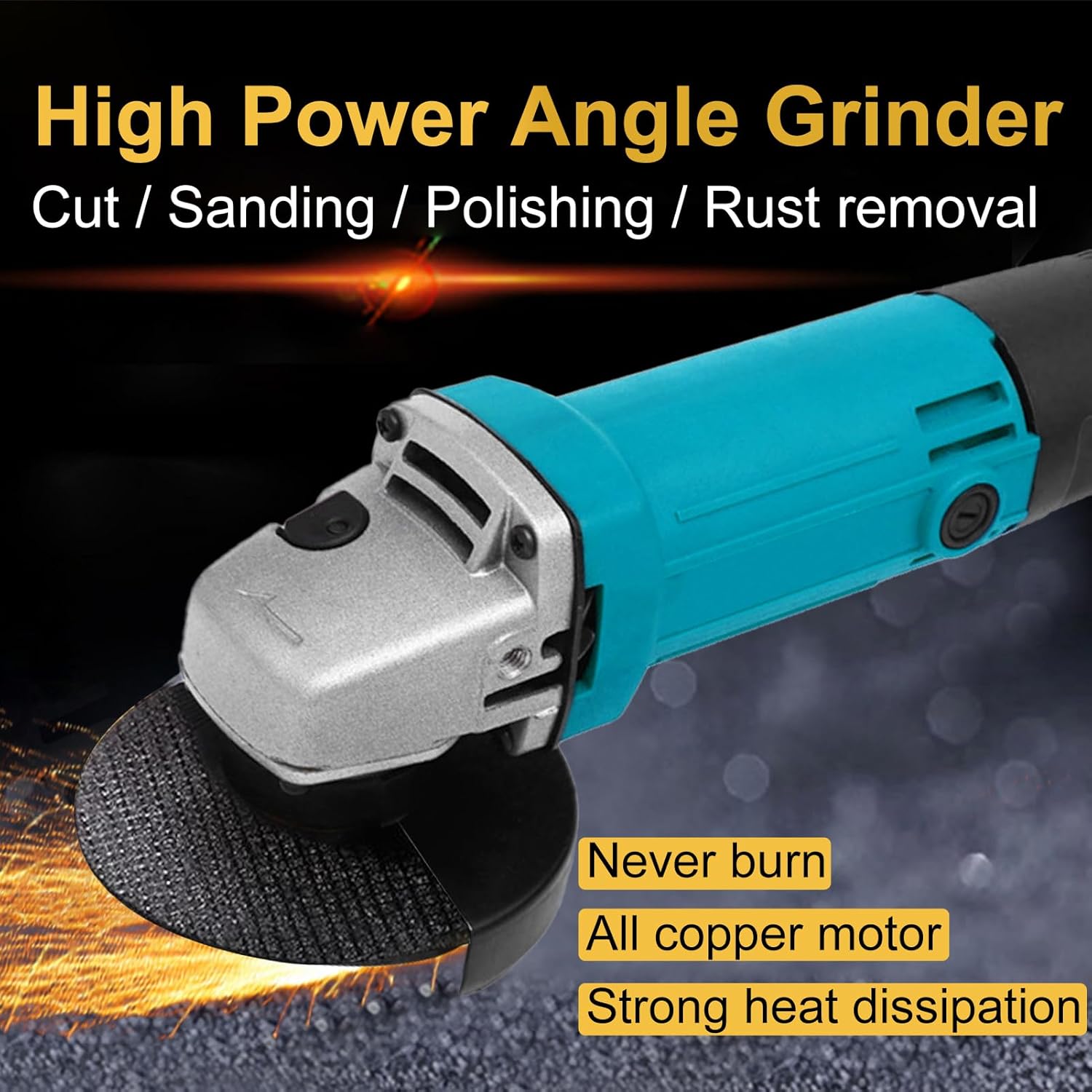 Amoladora angular, herramientas eléctricas de 3.937 in y 11000 rpm, operación con una sola mano, cortador de metal de alta potencia, amoladora