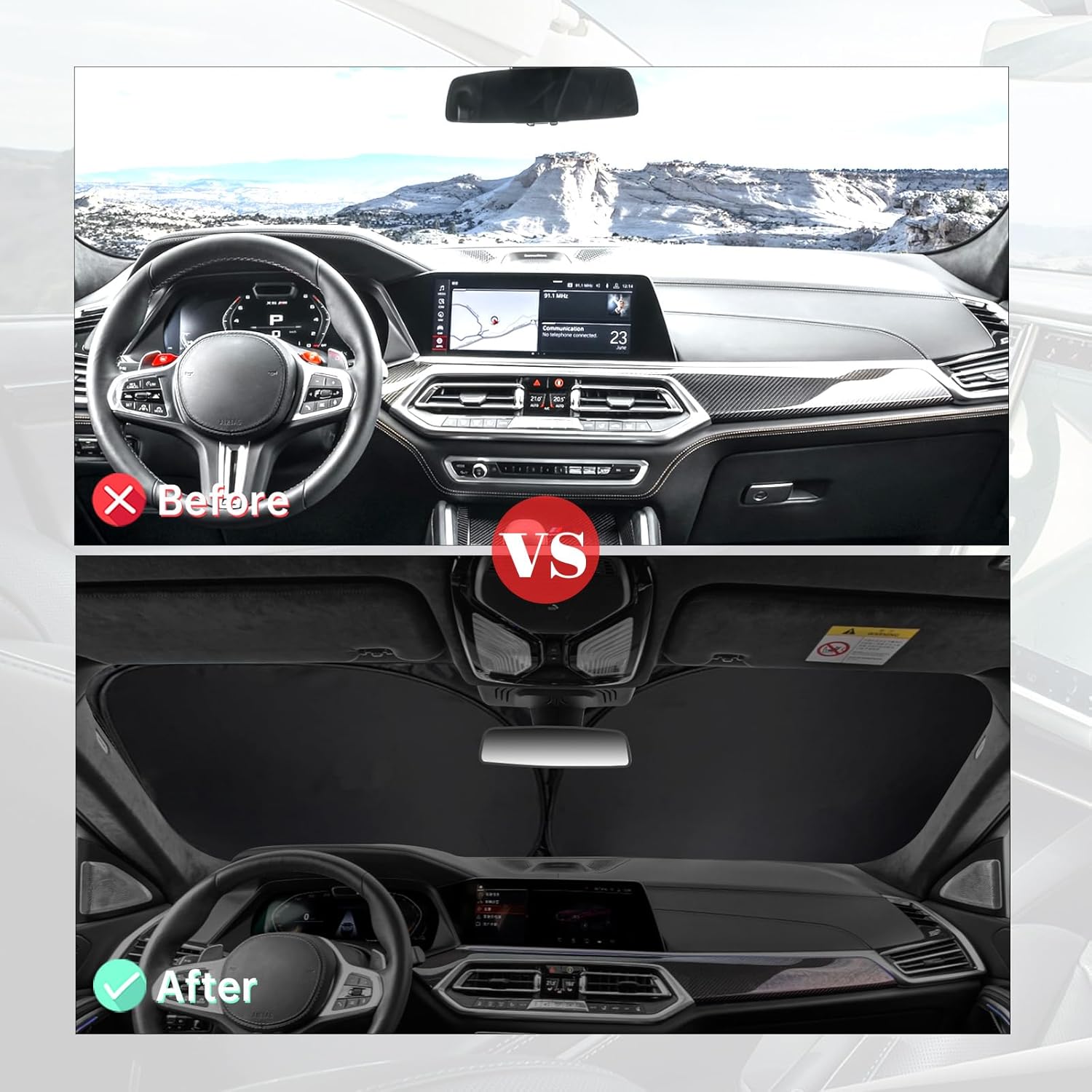 YIZHUOMY Parasol para parabrisas de automóvil compatible con BMW X3 X5 serie 5, visera plegable para parabrisas delantero, reflector de rayos UV,