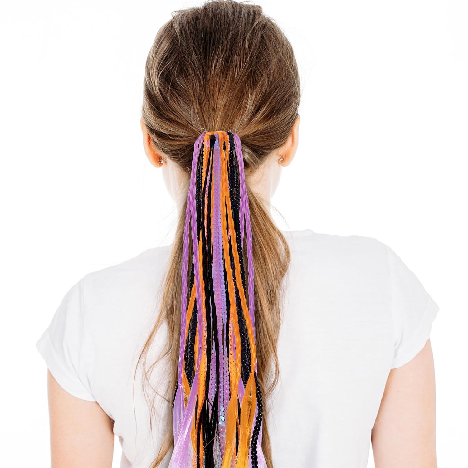 Bandas de cabello trenzado de Halloween, extensiones de cola de caballo, cinta elástica larga, para mujeres y niñas, cosplay, accesorios de