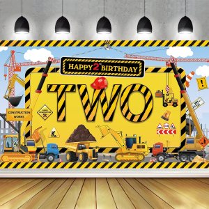Pancarta de cumpleaños de construcción, pancarta de construcción de feliz segundo cumpleaños, suministros de fiesta de cumpleaños de construcción de Pancarta de cumpleaños de construcción, pancarta de construcción de feliz segundo cumpleaños, suministros de fiesta de cumpleaños de construcción de