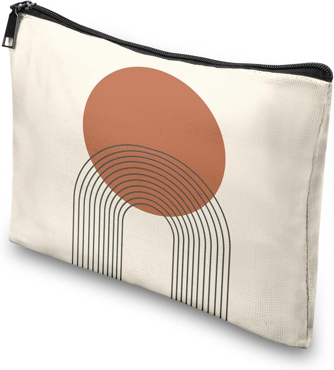 Bolsas de maquillaje de lunares en blanco y negro, patrón circular, bolsa de cosméticos, bolsa de aseo de viaje para mujeres y niñas, Redonda