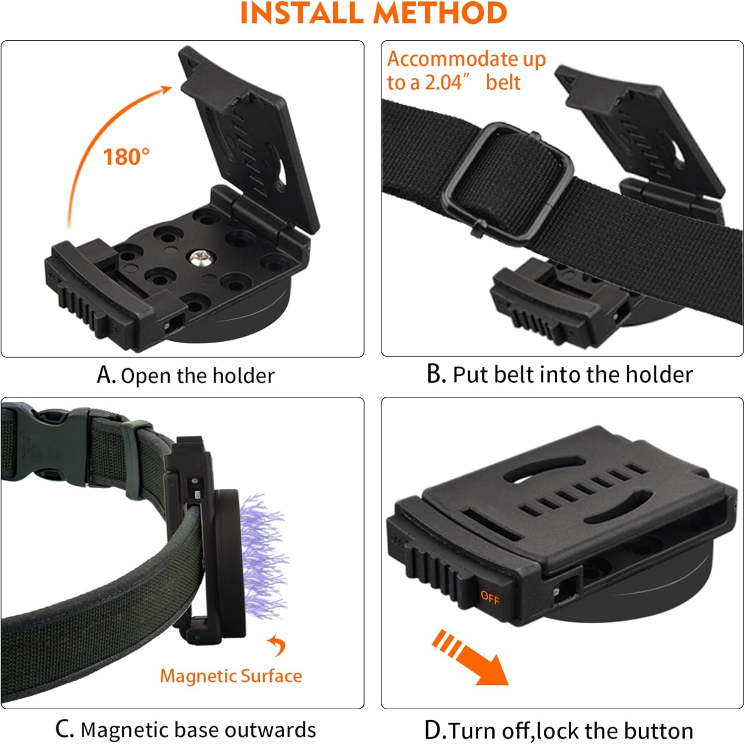 MUTUACTOR Clip de cinturón para funda de herramientas, soporte magnético resistente para clip de cinturón, antideslizante N52 fuerte clip magnético