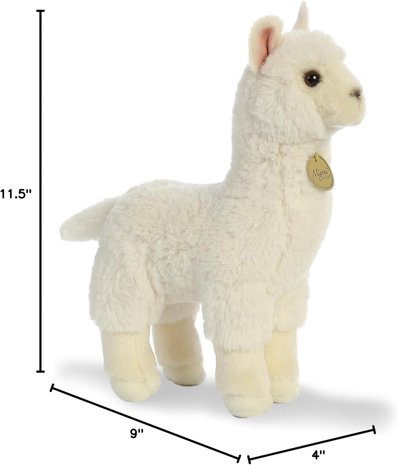 Aurora Adorable alpaca de peluche Miyoni, detalle realista, compañía entrañable, blanco, 11 pulgadas