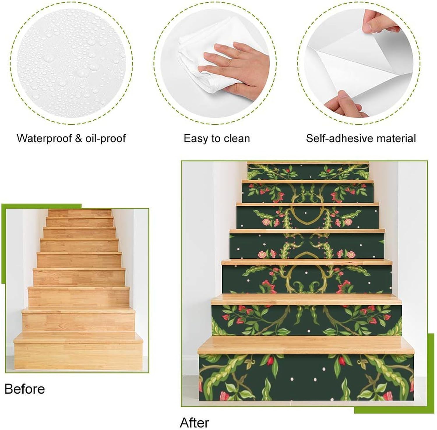 Brebasf – Calcomanías decorativas modernas de William Morris, diseño de galaxia de fantasía, diseño floral, girasol, 7.1 pulgadas de ancho x 39.4