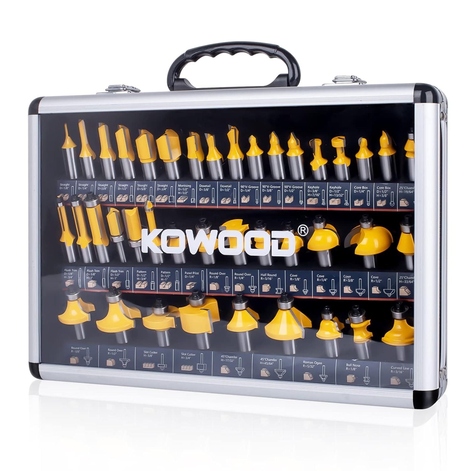 KOWOOD Juego de 40 brocas para enrutador, vástago de 12 pulgada, kit de brocas para enrutador experto 40A.