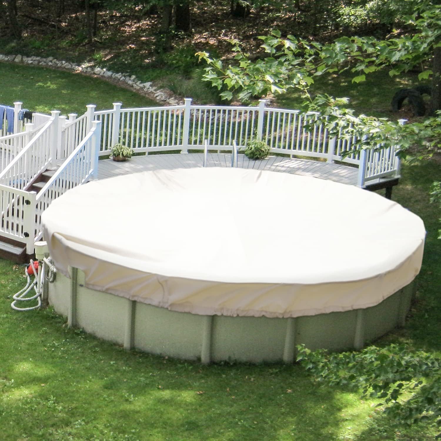 Patio Cubierta redonda de invierno para piscina de 6 pies sobre el suelo, cubierta de seguridad impermeable para piscina, lona con borde de alambre