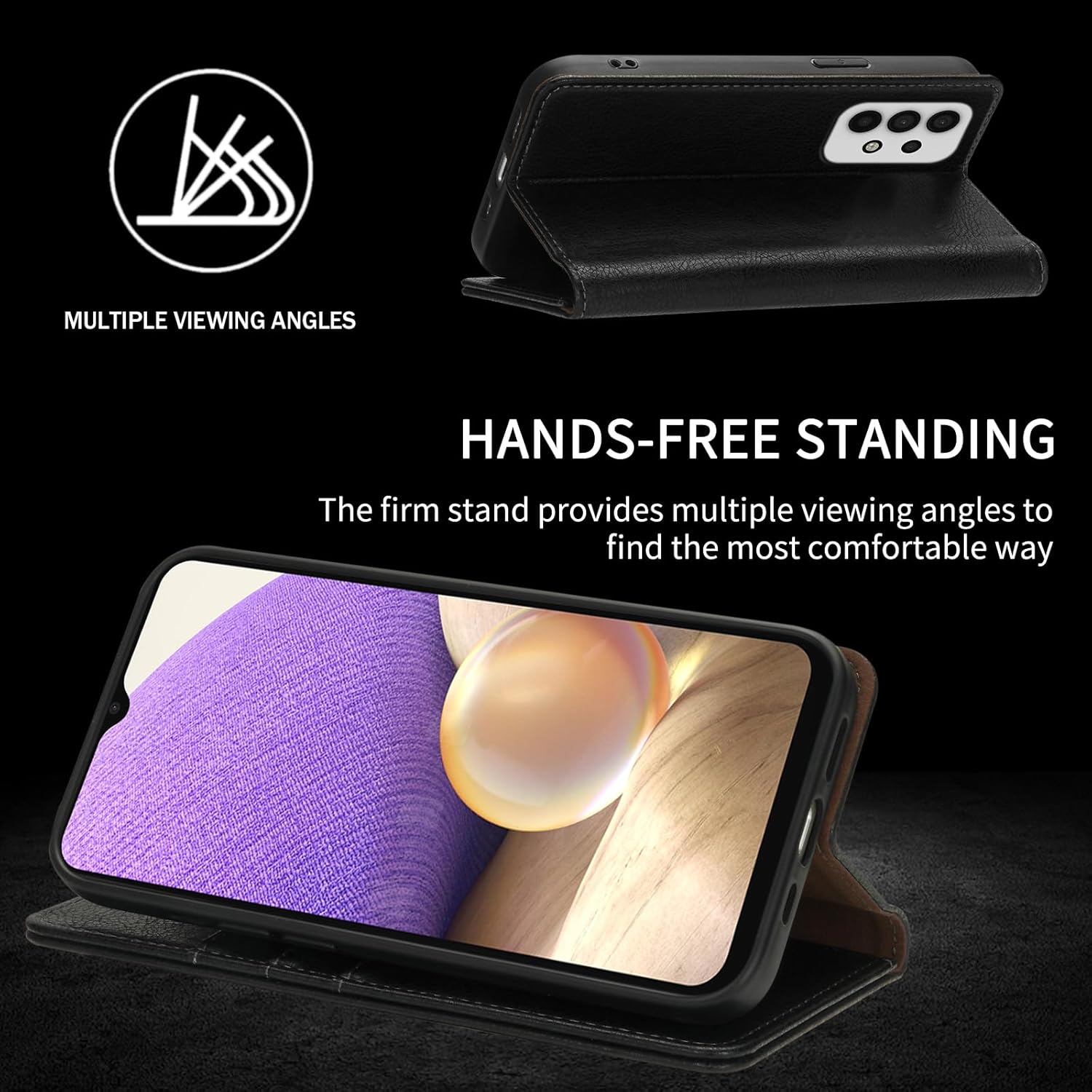 Funda tipo cartera para Samsung Galaxy A32 5G con bloqueo RFID, soporte de ranura para tarjetas, funda protectora de cuero con tapa magnética fuerte