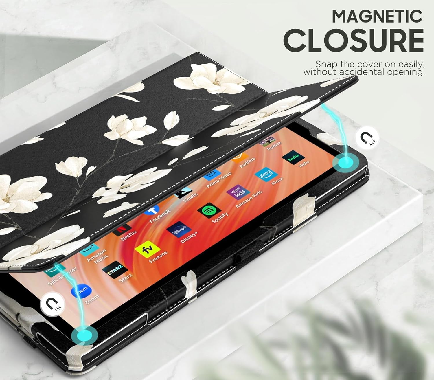 MoKo – Funda para tablet Kindle Fire HD 10 y 10 Plus (11. generación, versión 2021), diseño delgado y plegable con función de encendido y apagado