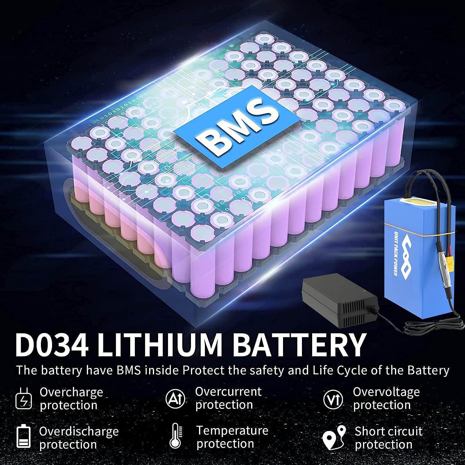 UPP – Batería de bicicleta eléctrica de 48 V, batería de bicicleta eléctrica para bicicleta de 1000 W750 W500 W, batería de iones de litio para