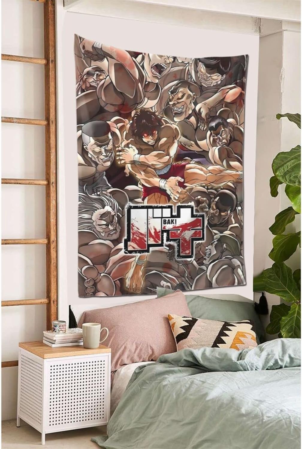 Flokoo Tapiz de collage de anime Baki The Grappler, decoración artística para colgar para sala de estar, dormitorio, cocina, dormitorio, hogar, 40 x