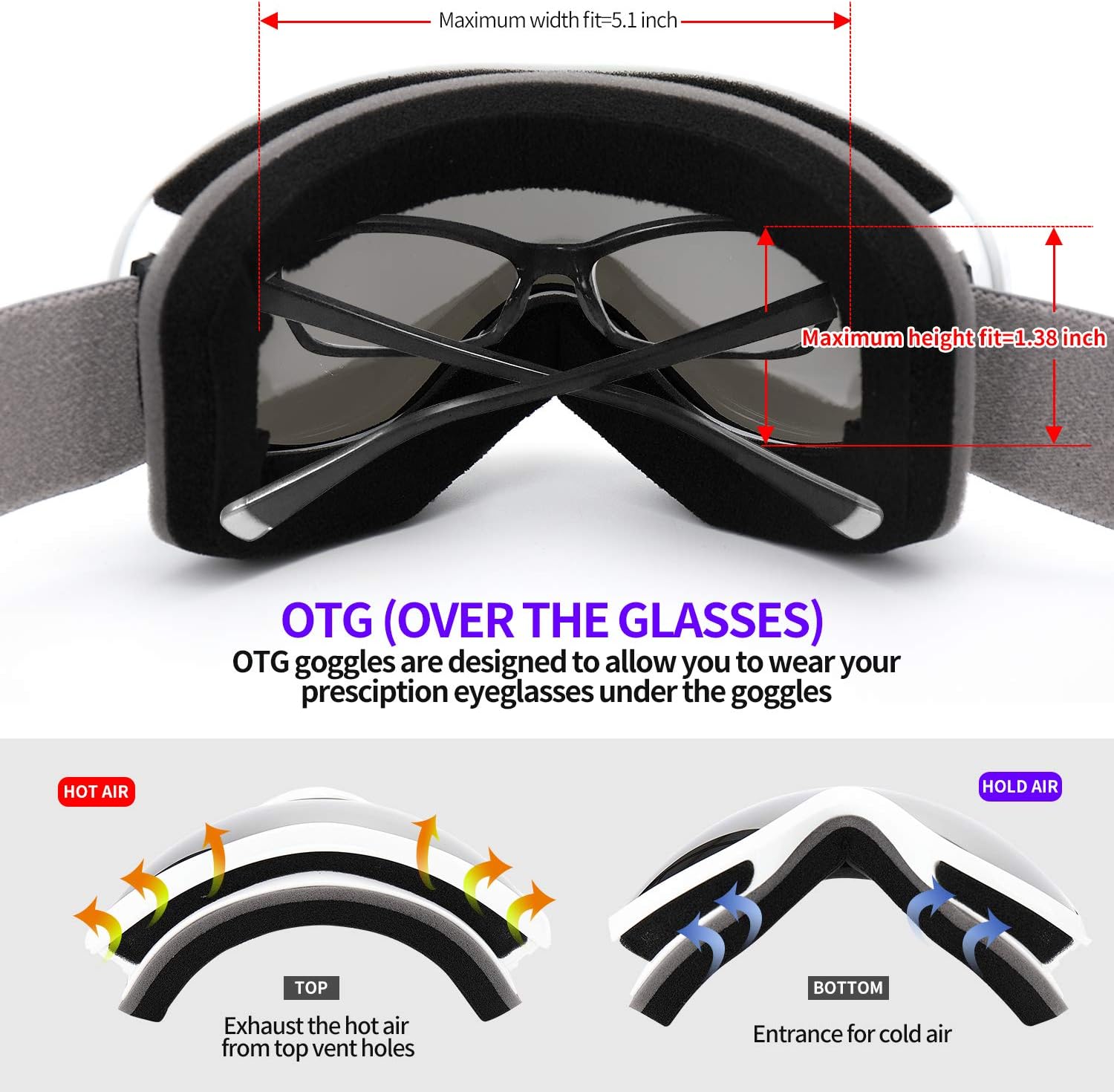 Supertrip – Lentes de esquí para nieve, 100% antivaho, protección UV, snowboard, esquí