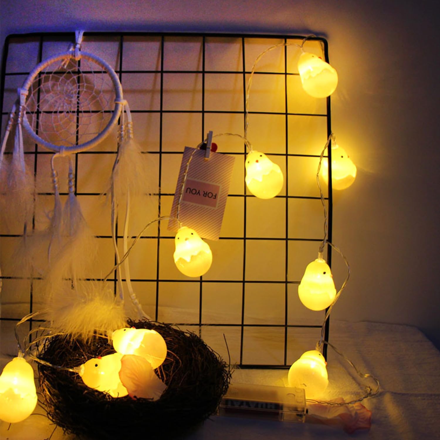 Decoraciones de Pascua para interiores, 10 pies, 20 luces LED de cáscara de huevo de Pascua, luces colgantes de huevos de Pascua, funciona con