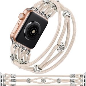 TOYOUTHS Pulsera de cuentas compatible con Apple Watch Band de 1.92, 1.77, 1.73 y 1.65 pulgadas, correa de nailon elegante para iWatch Series TOYOUTHS Pulsera de cuentas compatible con Apple Watch Band de 1.92, 1.77, 1.73 y 1.65 pulgadas, correa de nailon elegante para iWatch Series