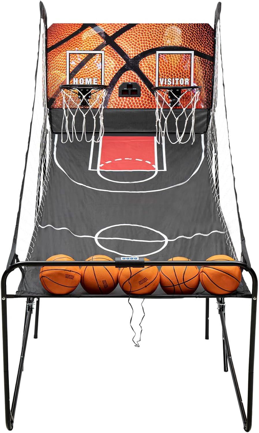 Juego de baloncesto Pop a Shot, arcada de baloncesto de doble disparo con marcador electrónico LED, temporizador y 5 pelotas de baloncesto, juego de