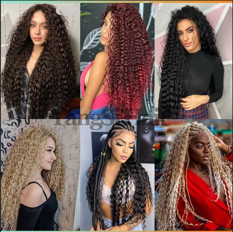 Extensiones de cabello sintético de 22 pulgadas con ondas profundas, cabello sintético rizado para mujeres negras (22 pulgadas, paquete de 1), color