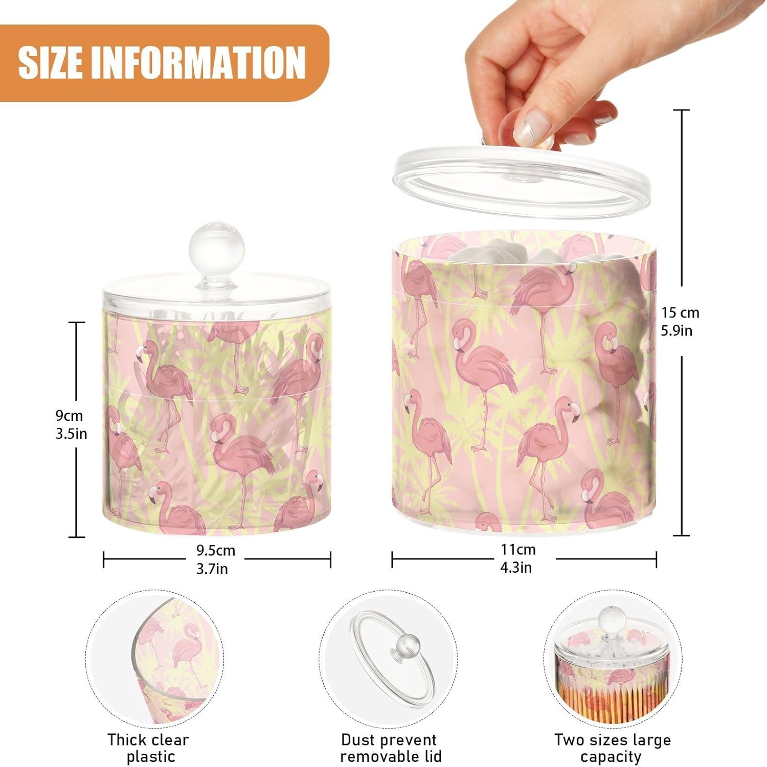 Flamingos Jars with Lids Small Jars Bathroom Storage Containers Canisters Floss Pick Holder for Dorm Room Essentials for College Students Girls