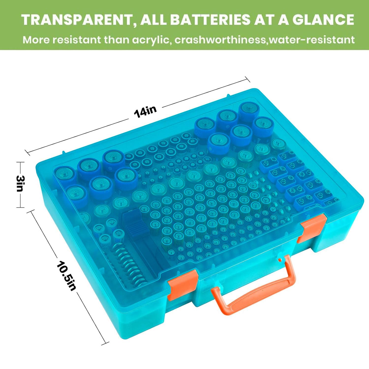 Organizador de baterías – Caja de contenedores con comprobador BT-168. Organización de garaje con capacidad para 225 baterías AA AAA C D Cell 9V 3V