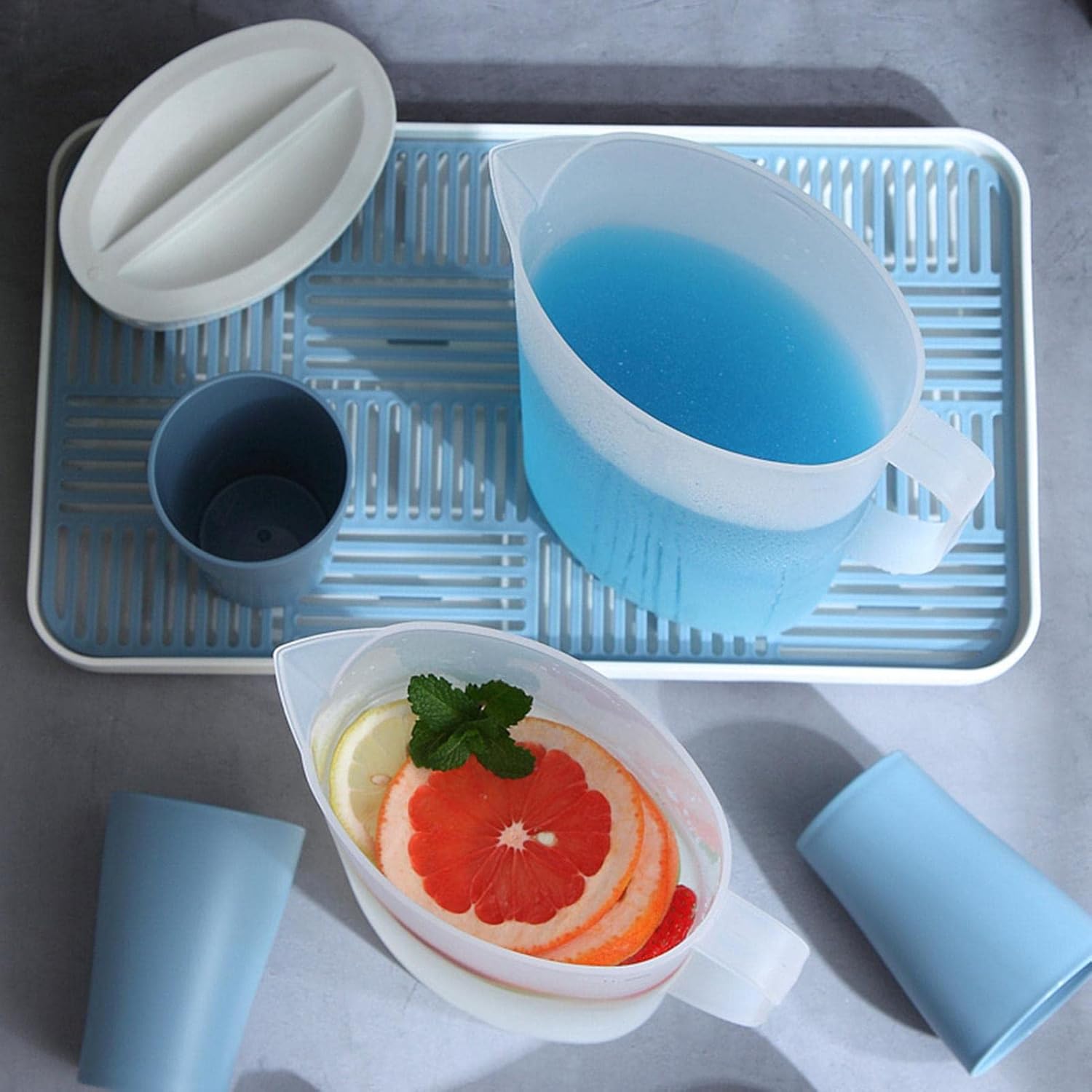 Jarra de agua para bebidas, jarra de jugo con tapa, jarra de té helado, recipiente de limonada para leche, boquilla en forma de V, jarras de jugo de