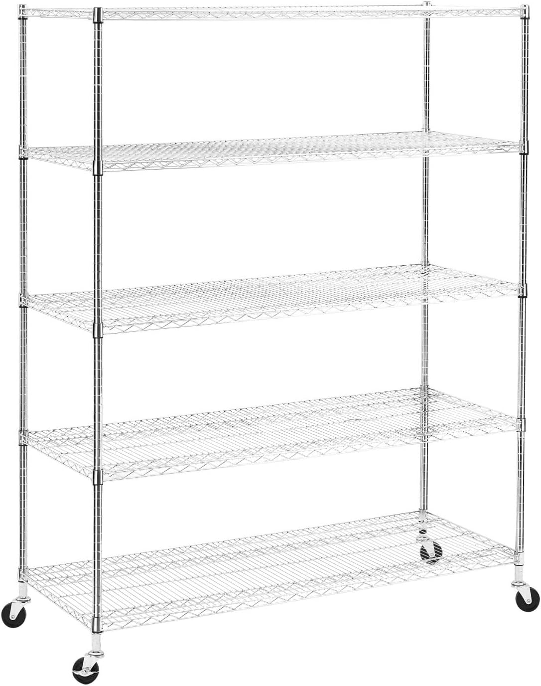 Estantería de alambre cromado, organizador de almacenamiento ajustable de metal resistente para despensa, garaje, baño, cocina, plata