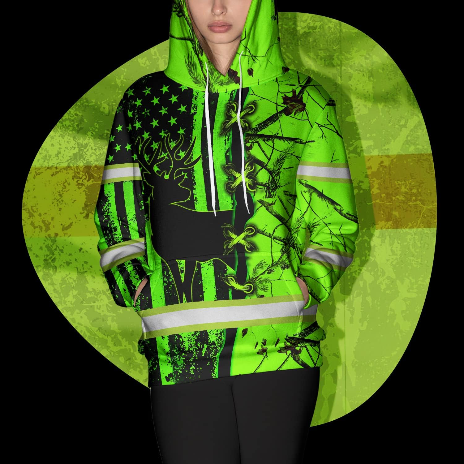 Matedecor Camisa de alta visibilidad para hombres, camisas de seguridad con bandera de EE. UU., ropa de trabajo con nombre personalizado para