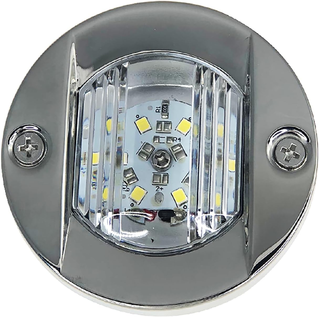 Pactrade Marine Barco 3 pulgadas redondo popa interior luz LED popa ancla luz de acero inoxidable a prueba de salpicaduras montaje empotrado para