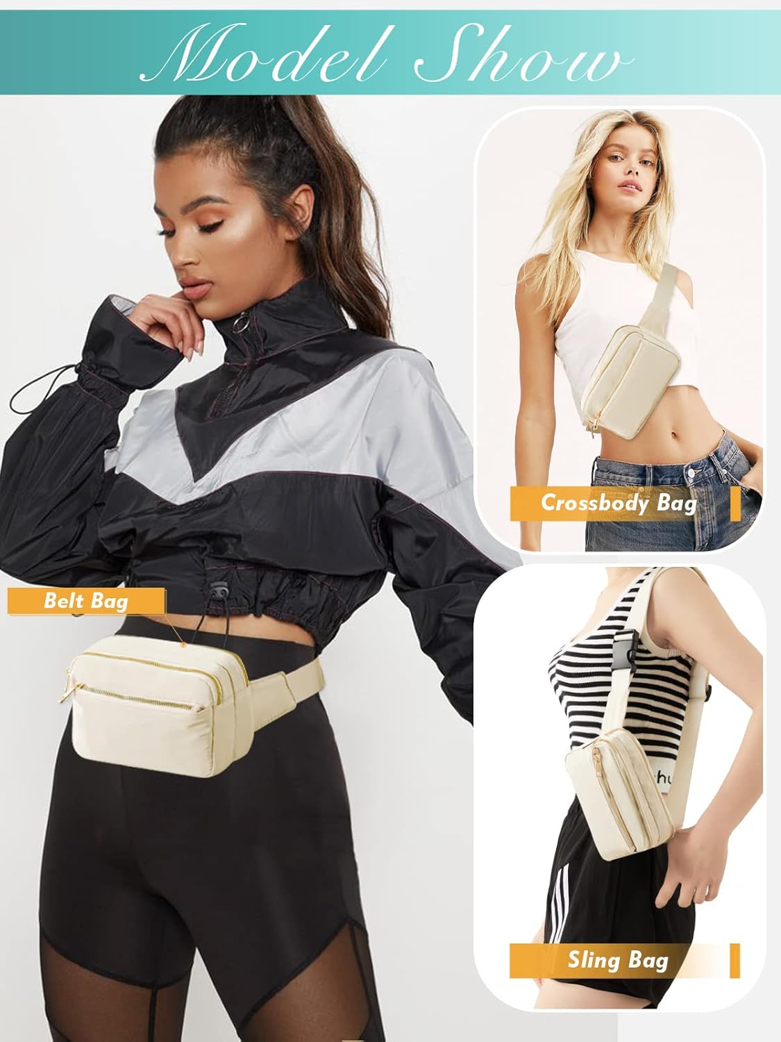 FIORETTO Riñoneras para mujeres y hombres, a la moda, mini bolso cruzado con correa ajustable, bolsa pequeña para la cintura para correr,